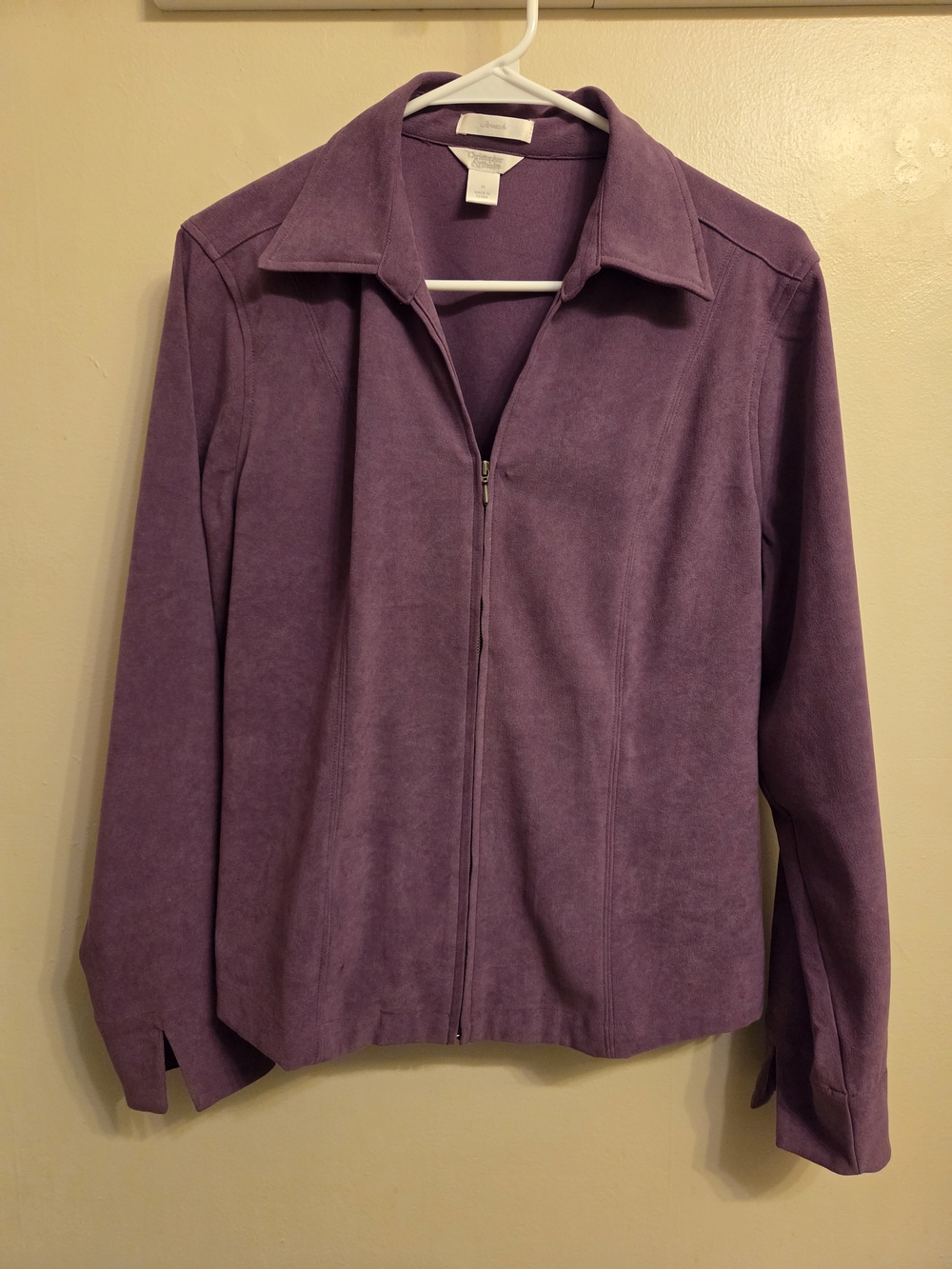 Christopher & Banks Medium Purple Stretch Faux Suede Zip Layering Jacket